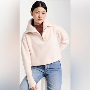 Free People Poppy Pullover Blush Pink Sherpa Fleece Quarter Zip Size XS